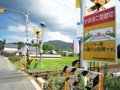 かまぼこ型踏切 大神神社御用達の大正楼